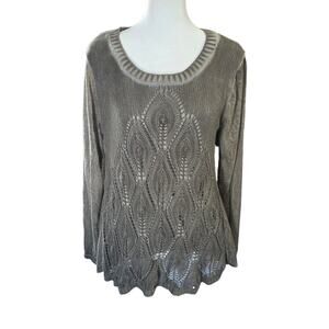 Seduzione Italy Linen Knit Tunic One Size Lagenlook Boho Openwork Sweater
